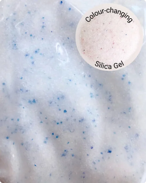 Step 4:Wait for 5-7 days, or when the Silica Gel beads to change from blue to pink. This indicates that the beads have absorbed moisture from the flowers